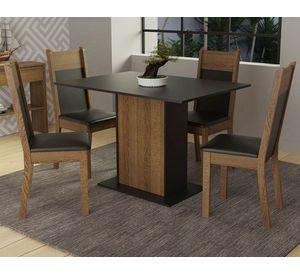 Juegos comedor 4 sillas Elia Nelly negro/café 78x104x68 cm