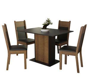 Juegos comedor 4 sillas Elia Nelly negro/café 78x104x68 cm