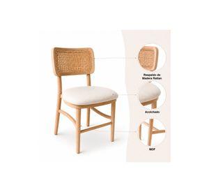 Silla de Estilo Natural con Respaldo Tejido y Asiento Acolchado