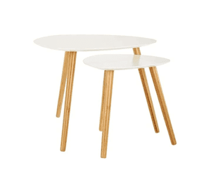 MESA DE CENTRO DOBLE ESTILO NORDICO BASE DE MADERA DE HAYA