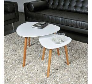 MESA DE CENTRO DOBLE ESTILO NORDICO BASE DE MADERA DE HAYA
