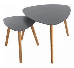 MESA DE CENTRO DOBLE ESTILO NORDICO BASE DE MADERA DE HAYA