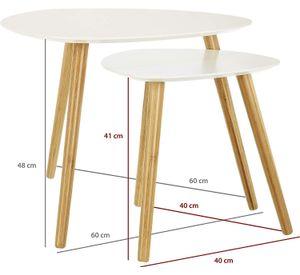 MESA DE CENTRO DOBLE ESTILO NORDICO BASE DE MADERA DE HAYA
