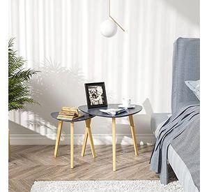 MESA DE CENTRO DOBLE ESTILO NORDICO BASE DE MADERA DE HAYA