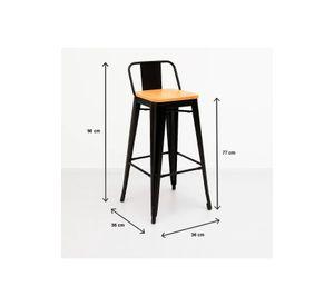 Pack de 2 Taburetes Tolix Con Asiento De Madera Clara - Negros