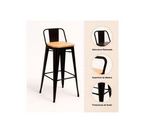 Pack de 2 Taburetes Tolix Con Asiento De Madera Clara - Negros