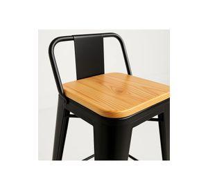Pack de 2 Taburetes Tolix Con Asiento De Madera Clara - Negros