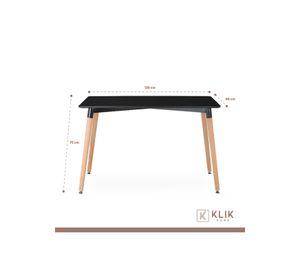 Comedor Mesa Rectangular Negra 120x80 + 4 Sillas Tulip Blancas