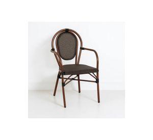 Silla Provence Parisina Rattan con reposabrazos - Café Oscuro