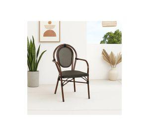 Silla Provence Parisina Rattan con reposabrazos - Café Oscuro