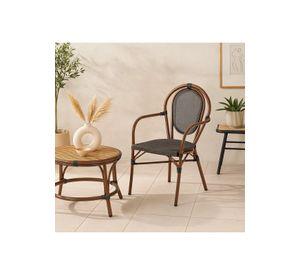 Silla Provence Parisina Rattan con reposabrazos - Café Oscuro