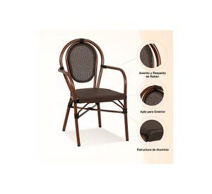 Silla Provence Parisina Rattan con reposabrazos - Café Oscuro