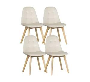 PACK 4 SILLAS PARA COMEDOR CAPITONE FELPA BASE MADERA RESISTENTE