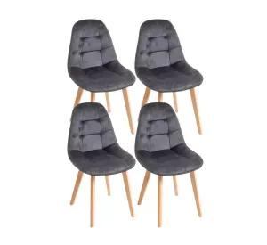 PACK 4 SILLAS PARA COMEDOR CAPITONE FELPA BASE MADERA RESISTENTE