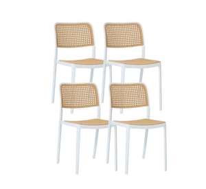 JUEGO DE COMEDOR 4 PUESTOS SILLAS URBAN POLIPROPILENO + MESA EAMES 100CM BASE METAL Y MADERA