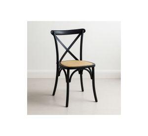 Silla Crossback Madera Rattan Negra