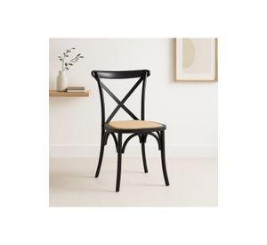 Silla Crossback Madera Rattan Negra