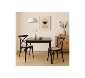 Silla Crossback Madera Rattan Negra