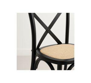 Silla Crossback Madera Rattan Negra