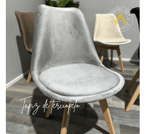PACK 4 SILLAS DE COMEDOR TULIP FELPA TAPIZ TERCIOPELO BASE MADERA