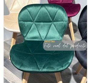 SILLA VELVET DE COMEDOR ASIENTO AVIADOR FELPA BASE MADERA