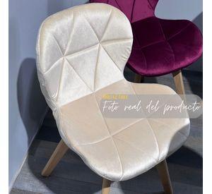 SILLA VELVET DE COMEDOR ASIENTO AVIADOR FELPA BASE MADERA