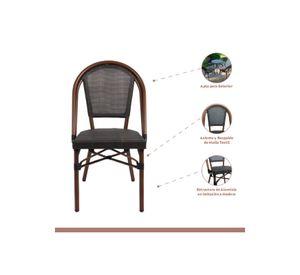 Pack de 4 Sillas Bistro Parisina Textileno - Café Oscuro
