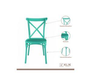 Comedor Rectangular Blanca 120x80cms + 6 Silla Crossback Danubio Menta