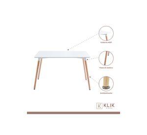 Comedor Rectangular Blanca 120x80cms + 6 Silla Crossback Danubio Menta
