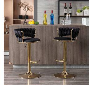 PACK 2 TABURETES ELEGANTES QUEEN BASE DORADA