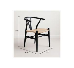 Silla Wishbone Madera Negra y Asiento Claro