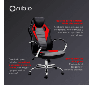 Silla Gamer Nibio Rookie Reclincable Cuero PU Roja
