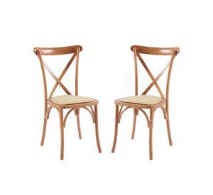 PACK 2 SILLAS MADERA COMEDOR CROSSBACK RATTAN