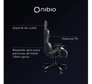 Silla Gamer Nibio Gc181 Reclinable 180° Apoya Pies Brazos Blanca