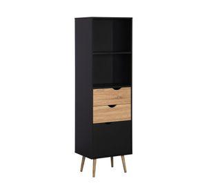 Estante Librero Top Living Gotemburgo Black Nórdico con Cajones