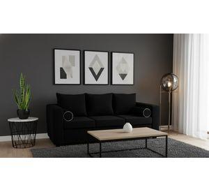 Sofa prince 3 cuerpos felpa negro