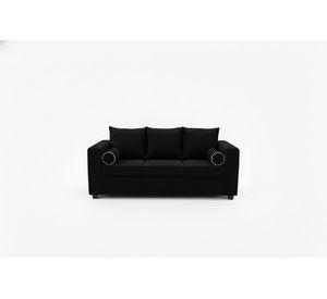 Sofa prince 3 cuerpos felpa negro