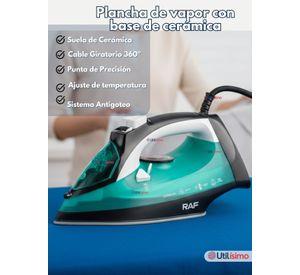 Plancha A Vapor Base de Ceramica RAF 2200W de Potencia