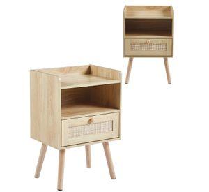 PACK 2 VELADORES WOOD 1.0 MESA DE NOCHE CON RATTAN 40X30X60