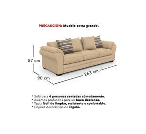 Sofá 4 Cuerpos XL Con Resorte Estructural Grandón Chenille