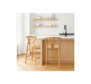 Pack de 2 Taburetes Wishbone Madera y Hilo de Cuerda - Natural