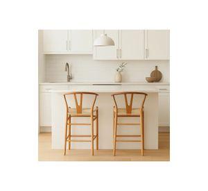 Pack de 2 Taburetes Wishbone Madera y Hilo de Cuerda - Natural