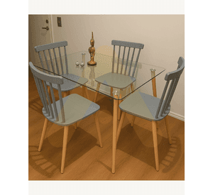 MESA PARA COMEDOR 160X80 VIDRIO PRINCE RECTANGULAR