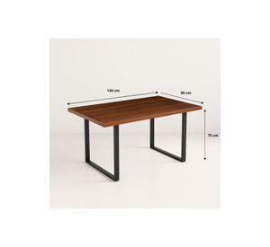 Mesa de Comedor Estilo Industrial 140x90 - Madera Oscura Walnut