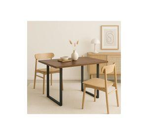 Mesa de Comedor Estilo Industrial 140x90 - Madera Oscura Walnut