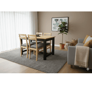 Comedor 4 Sillas Carpintero Tapiz Gris