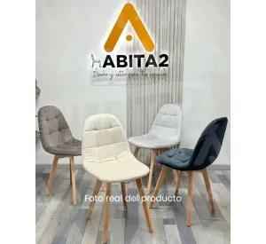 SILLA PARA COMEDOR CAPITONE FELPA BASE MADERA RESISTENTE