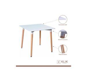 Comedor Mesa Eames Cuadrada Blanca + 4 Sillas Tulip Negras