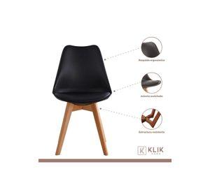 Comedor Mesa Eames Cuadrada Blanca + 4 Sillas Tulip Negras