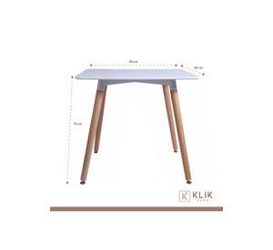 Comedor Mesa Eames Cuadrada Blanca + 4 Sillas Tulip Negras